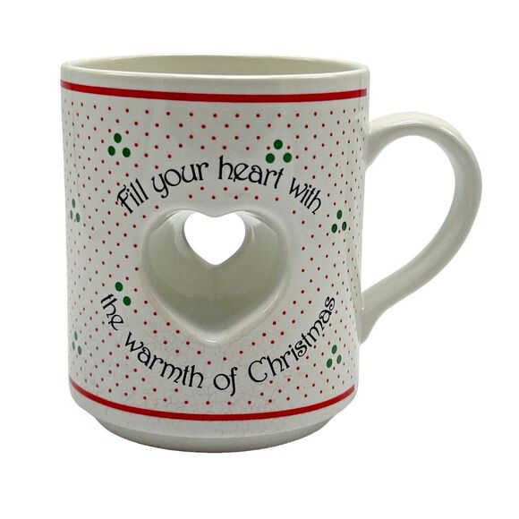 Vtg Papel‎ Christmas Mug Fill Your Heart With The Warmth Of Christmas Japan - Picture 1 of 11